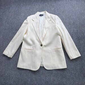 Camden Classics D.S. Ross Blazer VTG Womens 14 Cream Wool Blend Mark Y2K Minimal